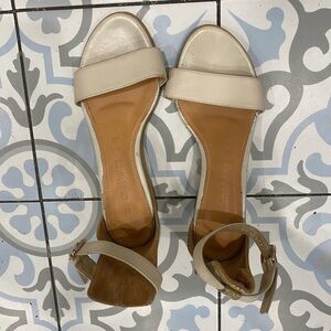 White low wedge strapped sandals